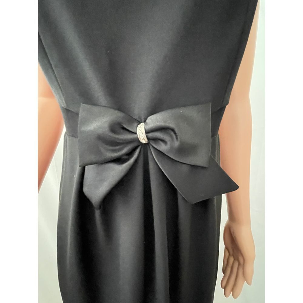 Vintage Cattiva black bow M dress, elegant classy, Old Hollywood, LBD mesh sides - Picture 3 of 14
